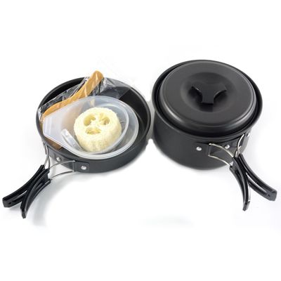 Алюминиевые кухонные принадлежности на открытом воздухе для кемпинга